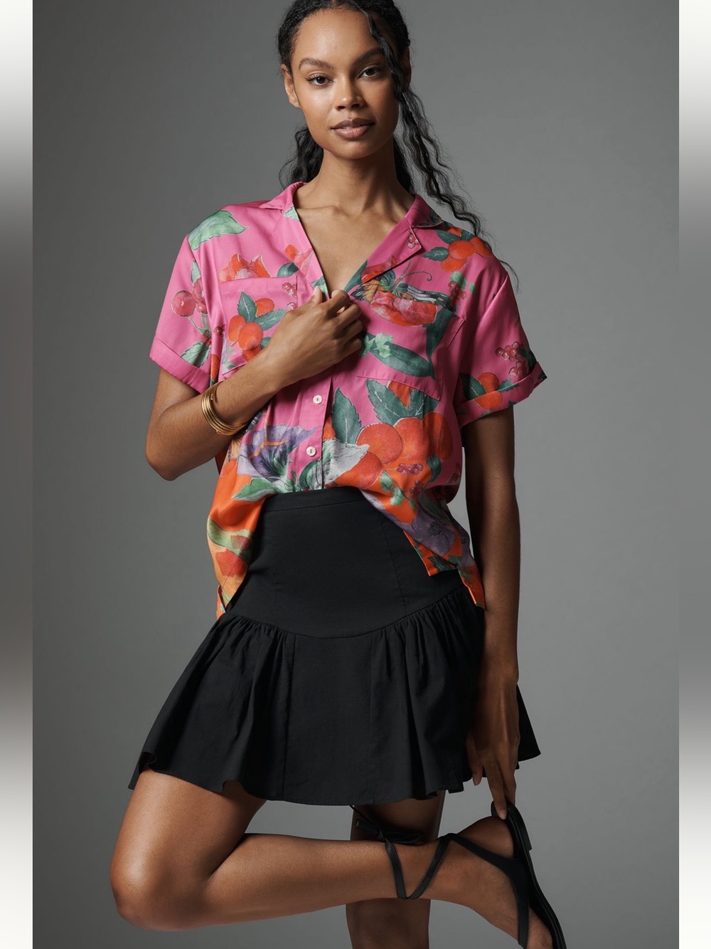 Anthropologie Brenna Short-Sleeve Button down shirt
